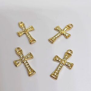 Gold Rhinestone Crosses. Four Crosses 1" in Length.